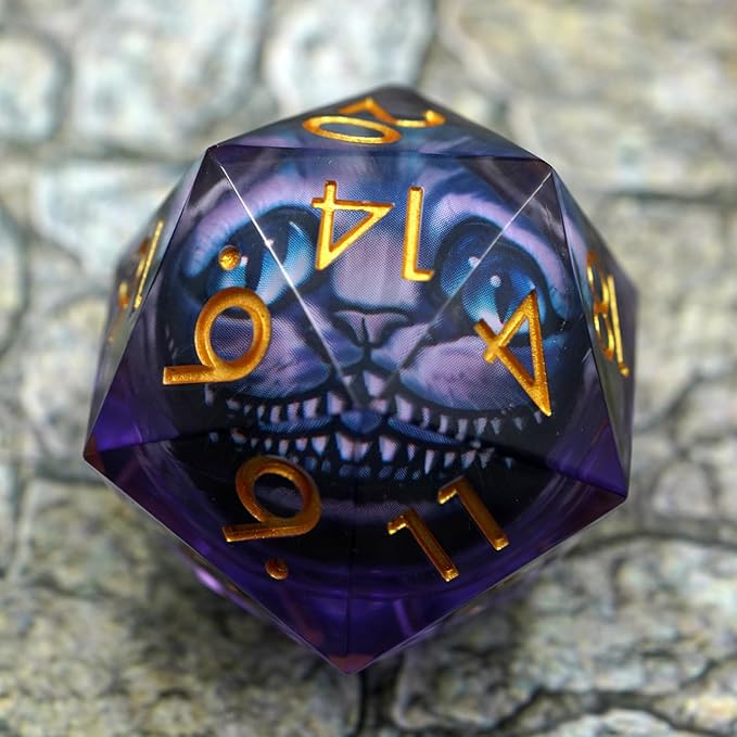 Dungeons and Dragons DND Dice D20, Moving Eyeball Liquid Core Dice Set D&D 33MM Oversized D20 Single Sharp Edge Resin dice with Gift Case, Polyhedral Dice for Role Playing Game