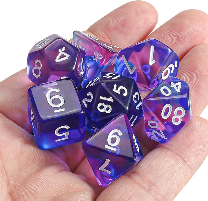 CiaraQ DND Polyhedral Dice Set with a Black Dice Bag for D&D RPG MTG Role Playing Table Games