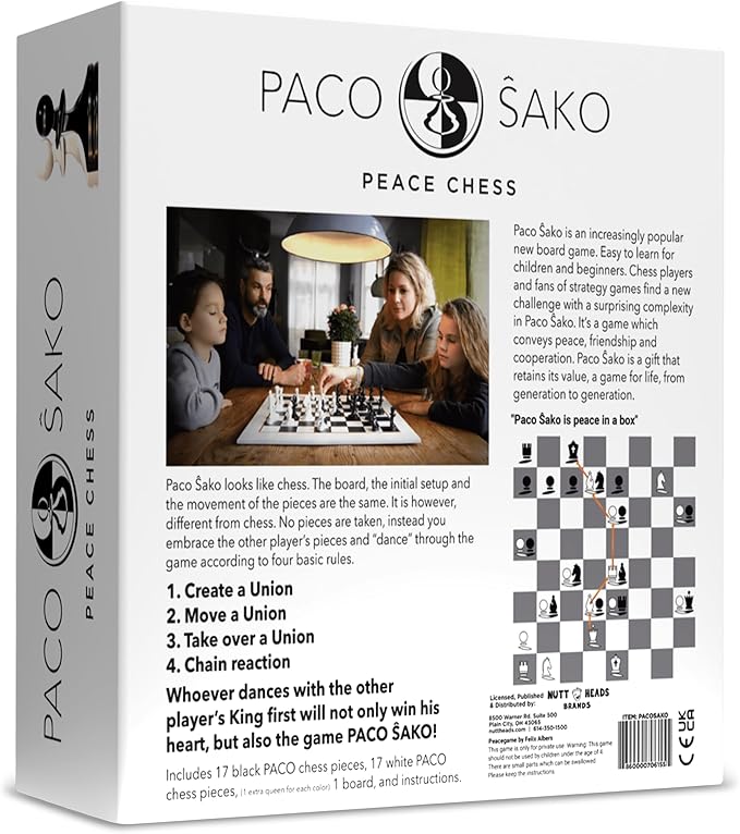 PacoSako Peace Chess Game, Super Fun for Chess Lovers, Make Peace While Playing Chess, not War - Chess Set Board Game for Peace Makers | 2-Players
