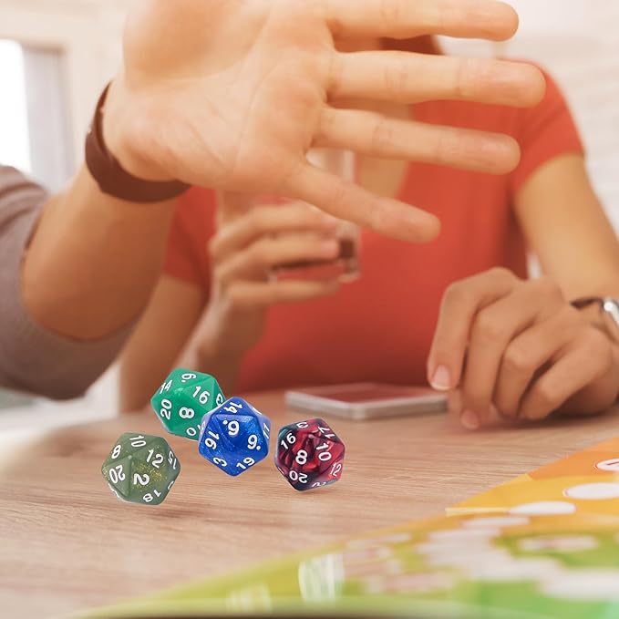 AUSTOR 70 Pieces 20 Sided Dice Mixed Color Polyhedral Dice Set 20 Sides Dices Assortment with a Black Velvet Storage Bag for DND RPG MTG Table Games