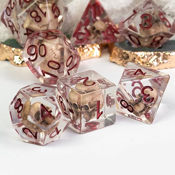 UDIXI Skull DND Dice Set, Resin D and D Dice Set Skull Dice Set D&D for RPG Dungeons and Dragons and Other Tabletop Games