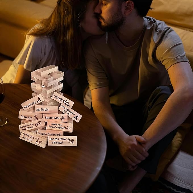 Lust Tower-48Pcs Super Naughty Block Tower Game,Valentine Tumbling Tower Stacking Blocks Game
