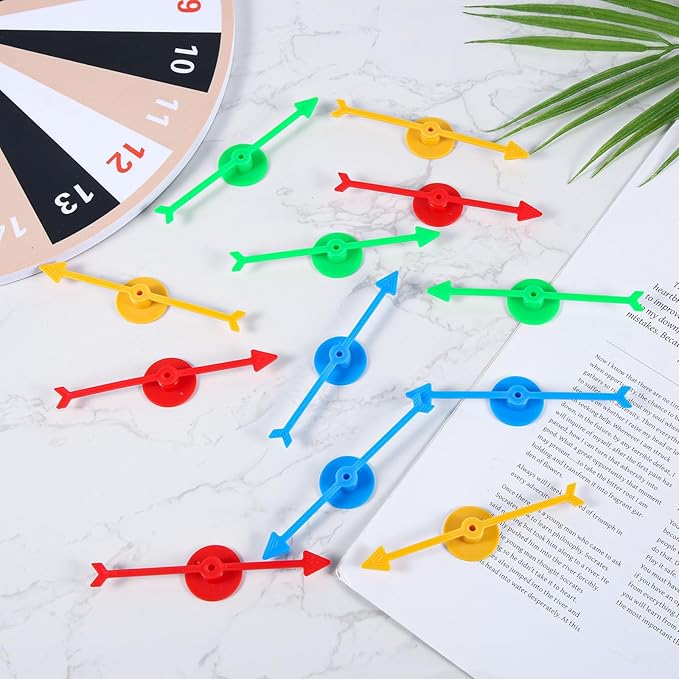 12pcs Game Spinners, 3.94inch Plastic Spinners Arrow Game Spinners 4 Color Board Game Spinners Prize Spinning Wheel Twister Fidget Spinner Replacement for Classroom Board Activities DIY Toy Projects