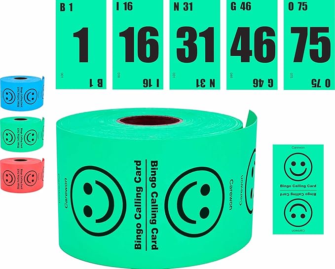 225 Bingo Calling Cards, Green (1 of 3 Colors), 3 Decks of 75 Cards, 3.5” x 2", for Every Bingo Events, Replace Cage & Master Board