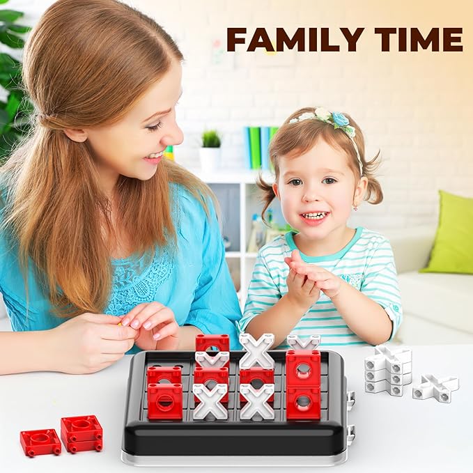 3D Tic Tac Toe Game, Travel Pack Challenging XO Blocks Board, Travel Board Games, Bar Games, Party Game, Family Games, Game Night for Adults