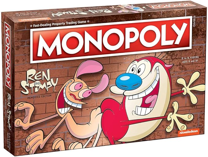 Monopoly Ren & Stimpy Board Game | Based on The Nickelodeon Series Ren & Stimpy | Officially Licensed Ren & Stimpy Merchandise | Themed Classic Monopoly Game