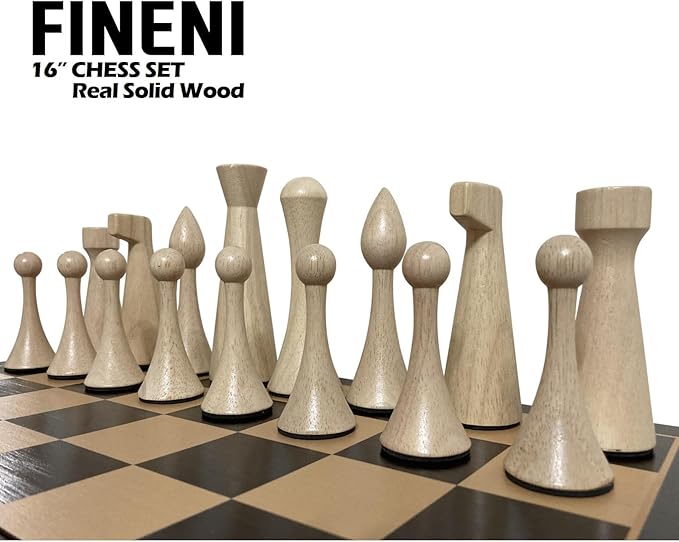 Luxurious 16 inch Real Original Colored Solid Wooden Chess Set. Durable Handmade Chess Board Game Sets with Storage Slots for 4.2” Weighted Beautiful & Elegant Designed Wooden 34 Pieces (C16L)