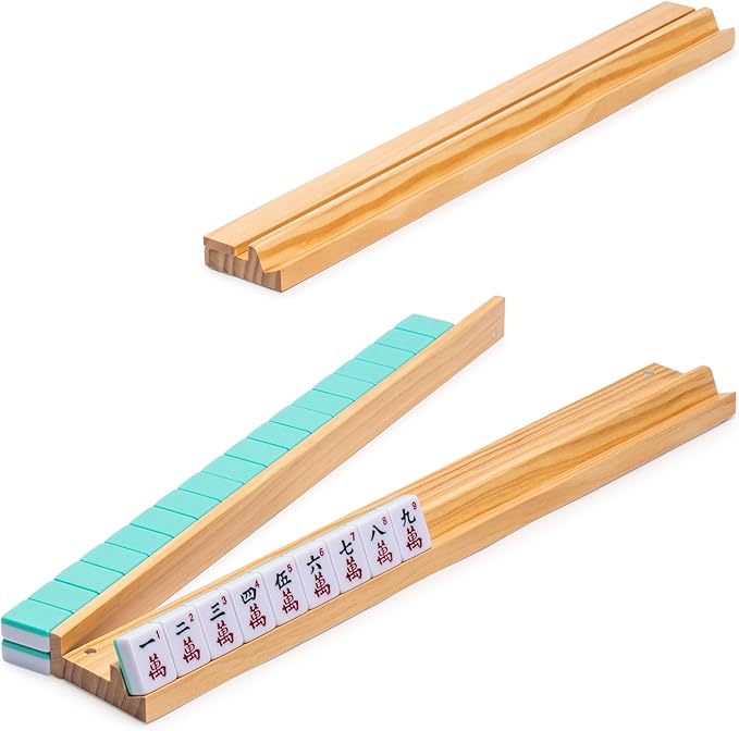 Yellow Mountain Imports American Mahjong Set, Seabreeze with Green Soft Case - 4 All-in-One Racks with Pushers, Wright Patterson Scoring Coins, Dice, & Wind Indicator