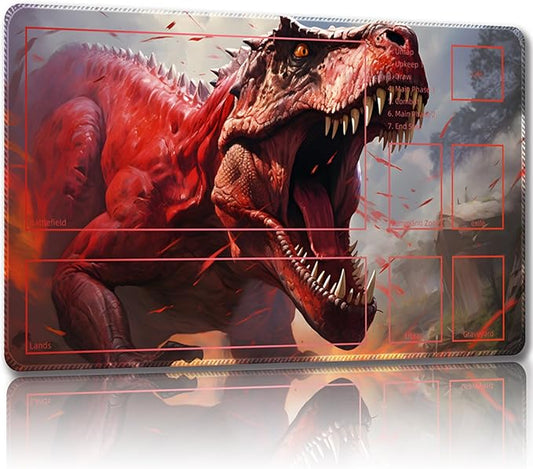 Playmat for MTG, with Free Storage Bags,Game Mat 24 x 14 inches, TCG and Board Game Mat for Cards,Mousepad Desk Mats (Dinosaur 1-Auxiliary Combat)