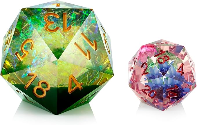 D20 Dice DNDND 33mm 20 Sided Sharp Edge Dice with Gorgeous Gift Box for Dungeons and Dragons (Green)