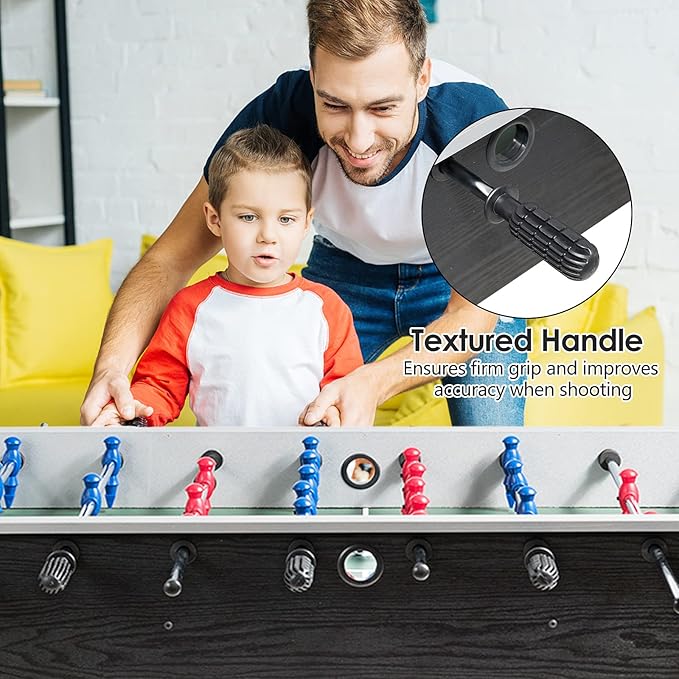 RELAX4LIFE 48'' Foosball Table, Wooden Soccer Game Table with 2 Footballs, Score Devices, Recreational Foosball Games for Kids & Adults, Arcade Table for Pub, Bars, Parties Family Night Game