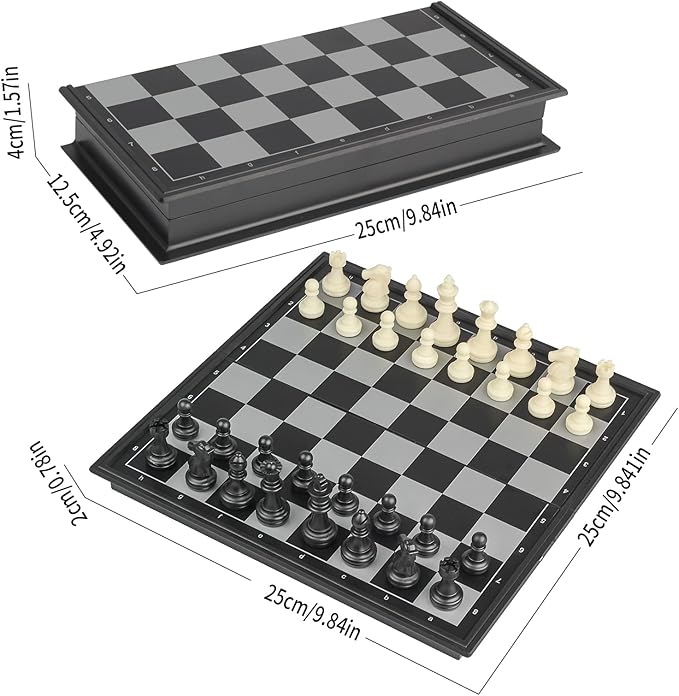 Andux Foldable Magnetic Three-in-one Board Game Set, Chess,Backgammon,Checkers CXYXQ-02 (M)