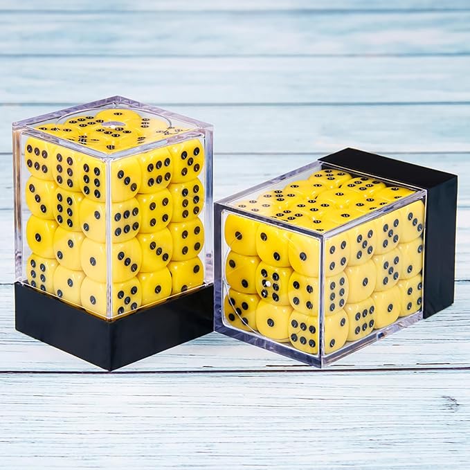 36 Pieces 12mm 6 Sided Mini Dice Set,D6 Game Dice Set,6 Sided Standard Game Dice for Board Games Dice Games Classroom Teaching Dices Game, with Portable Gaming Box(Yellow)