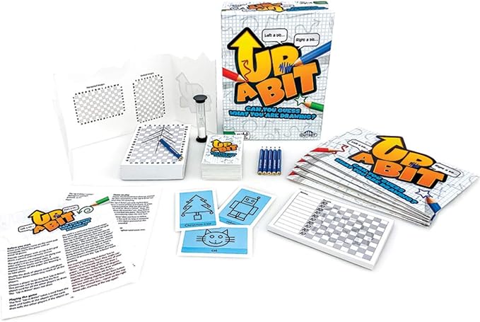 Outset Media Up a Bit Drawing Card Game - Describe an Object to Draw and Guess - Family Guessing Game Ages 8+ - Contains 100 Objects Cards, 250 Double Sided Grid Sheets