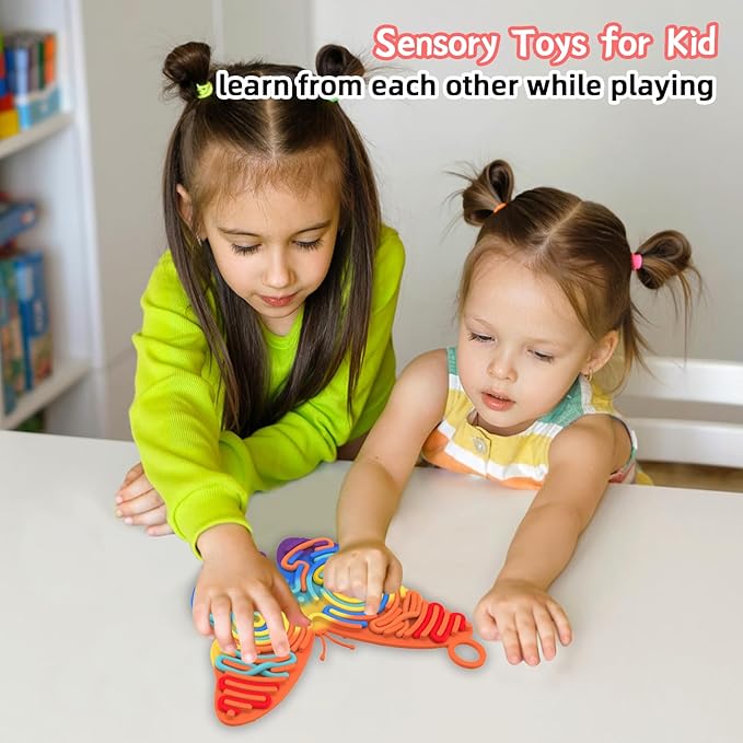 Silicone Sensory Activity Board,Double-Sided Busy Board for Fine Motor Skill,Fidget Toy for Calming, Stress, Anxiety, ADHD , Autism , Silent, No Mess , Kids 3+ & Adults(Butterfly,Colorful)