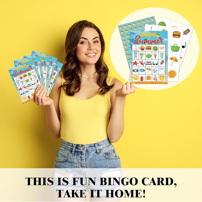 Summer Bingo Cards Summer Party Games Cards for Pool Birthday Beach Party Favors Supplies Decorations 24 Players Bingo Game - JK0109