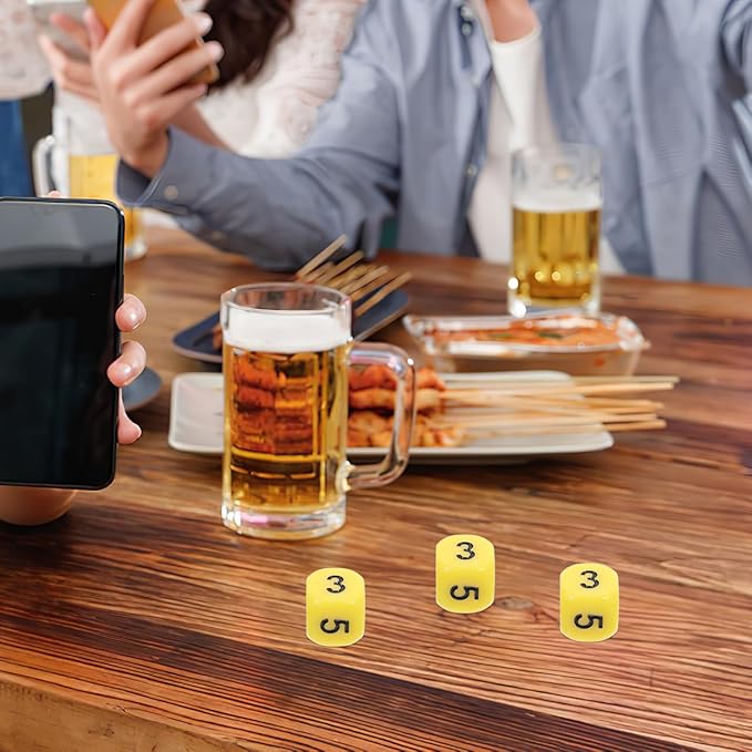 Vaguelly 12pcs Math Numbers Dices 0-5 Acrylic Numbered Dices 16mm Rounded Corner Party Game Dices Mini Teaching Learning Dice Party Favors, Yellow, G558CB6392RJ75RXTRN15P0C