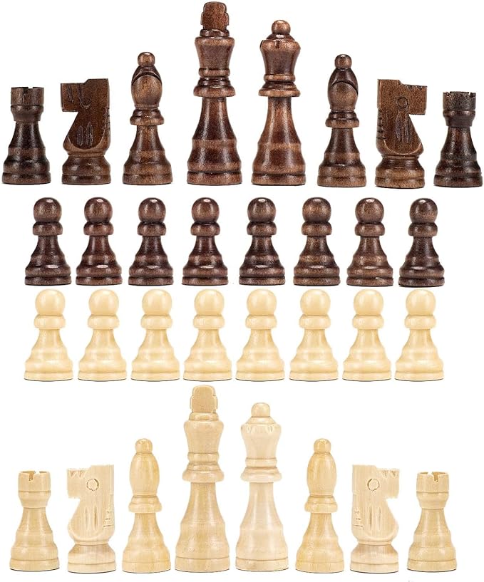 AMEROUS Magnetic Wooden Chess Pieces, Tournament Staunton Wood Chessmen Pieces Only, 3.03" King Figures Chess Game Pawns Figurine Pieces with 2 Storage Bags, Replacement of Missing Pieces