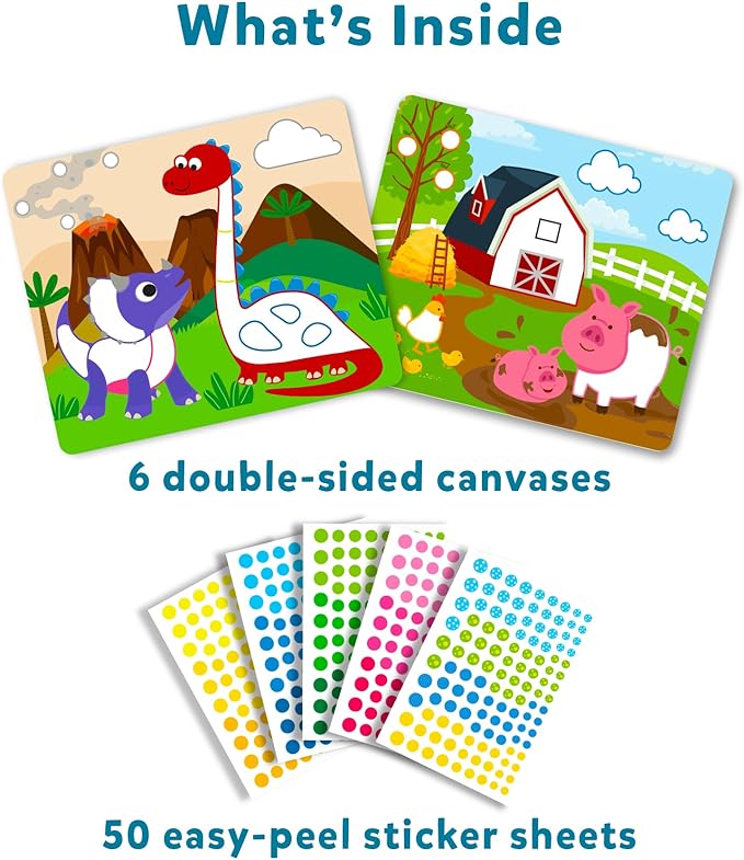 Skillmatics Dot It Sticker Art Activity - Animals & Dinosaurs Combo, Mess-Free Fun for Kids, 750+ Stickers, Craft Kits, DIY Scrapbooking Activity, Travel Toys, Gifts for Ages 3, 4, 5, 6, 7