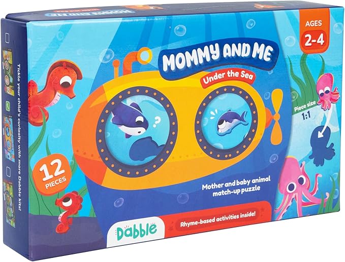 LoveDabble Mother and Baby Animal Match Puzzle - Mommy and Me - Under The Sea | Puzzles for Kids Ages 2-4 | Animal Puzzles for Toddlers and Kids