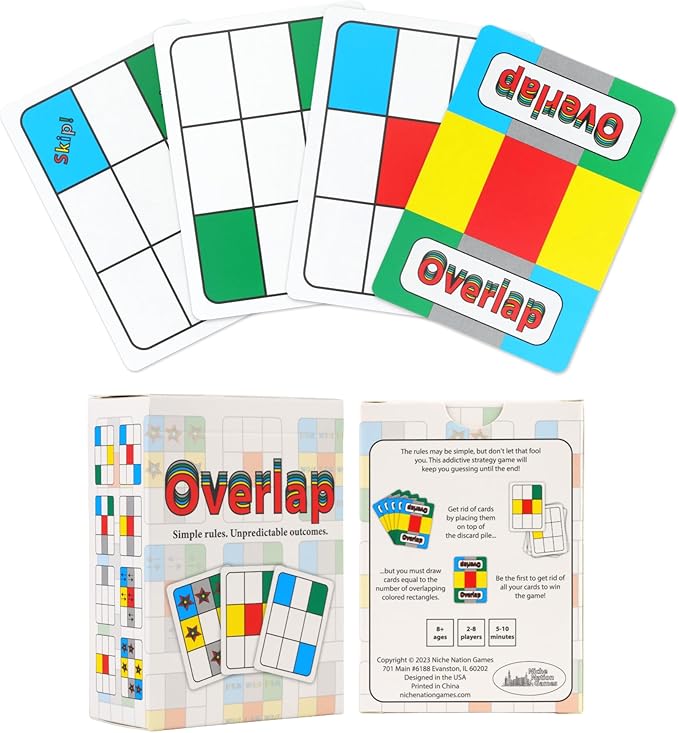 Overlap A Deceptively Simple Strategy Game - Mensa Award Winning Card Game - 2 Player Game or Up to 8 Players - Card Games for Adults and Families