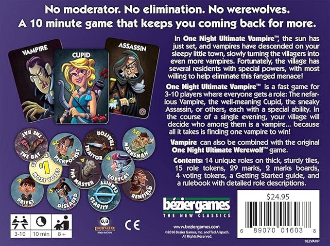 One Night Ultimate Vampire – Scary Fun Party Game for Kids & Families, Fast-Paced Gameplay, Engaging Social Deduction, Hidden Roles & Bluffing
