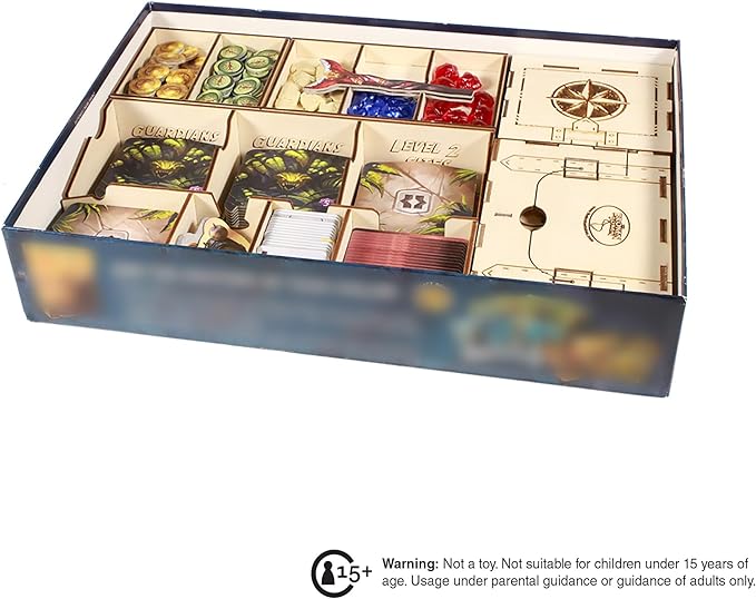 The Broken Token Game Organizer Compatible with Lost Ruins of Arnak - Wooden Game Organizing Box with Multiple Trays