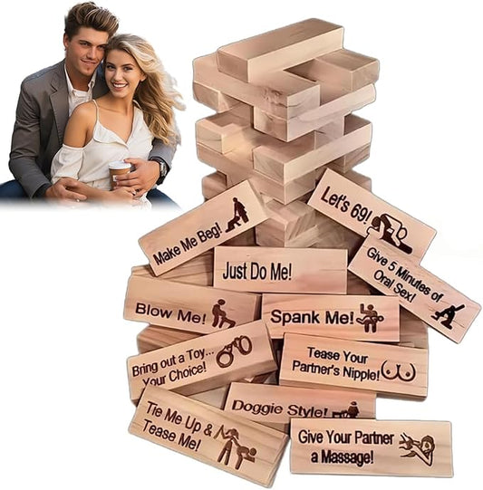 Lust Tower-48Pcs Super Naughty Block Tower Game,Valentine Tumbling Tower Stacking Blocks Game