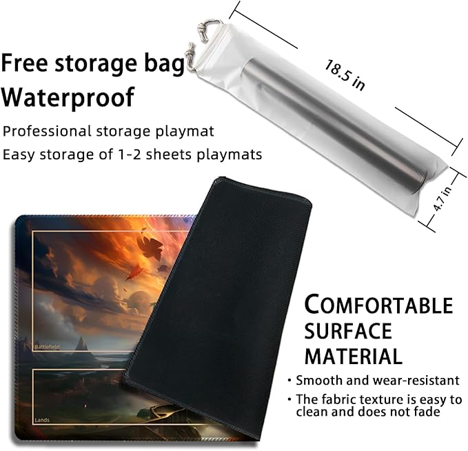 Playmat for MTG, with Free Storage Bags,Game Mat 24 x 14 inches, TCG and Board Game Mat for Cards,Mousepad Desk Mats (Auxiliary Combat)