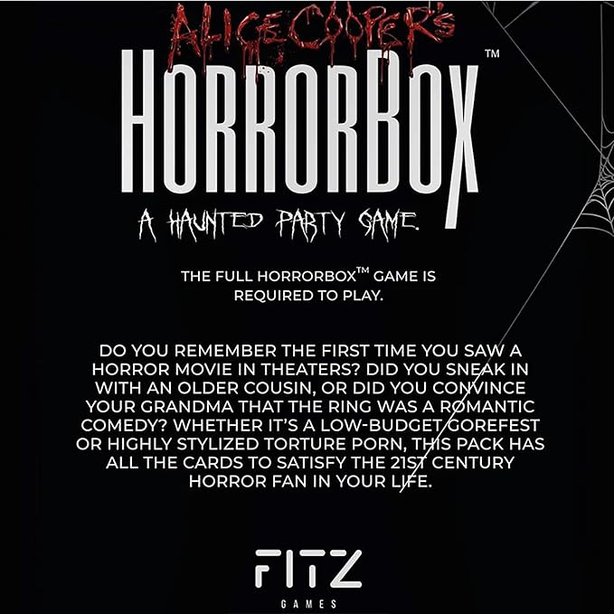 FITZ Alice Cooper's HorrorBox: Modern Movies Expansion Pack - Fitz Games, 40 Cards, A Haunted Party Game, Card Game of Spooky Questions Answers & Dares, for 4-10 Thrill Seekers Ages 14+