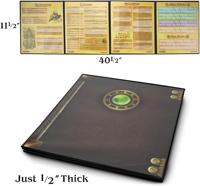 Stratagem The Master's Tome 4-Panel Customizable GM Screen with Free Inserts – Dry Erase, Dungeon & Game Master Accessory for Tabletop RPG Campaigns (Green)