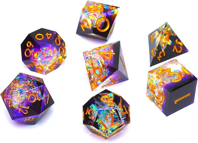 Resin dice Set, Dungeons and Dragons polyhedral DND dice Set, Suitable for Role-Playing Game RPG Explorer Magic: The Gathering Pioneer Game DND dice Set (7 Pieces)