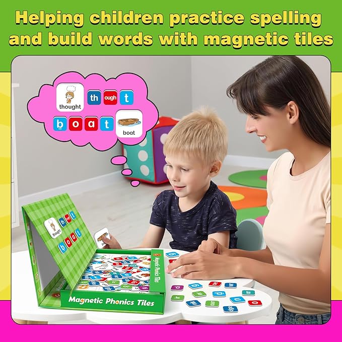 Aizweb Magnetic Letters, Phonics Games Letter Tiles Alphabet Magnets Learn to Read Spelling Phonemic Awareness Speech Therapy Science Reading Manipulative Elkonin Box Preschool Kindergarten Classroom