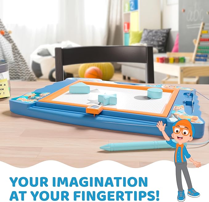 Lolipop Blippi Magnetic Sketcher with Magnetic Pen and Stamps - Star, Heart, Triangle Shapes | Creative Drawing Pad for Kids Blippi Toys for Boys and Girls
