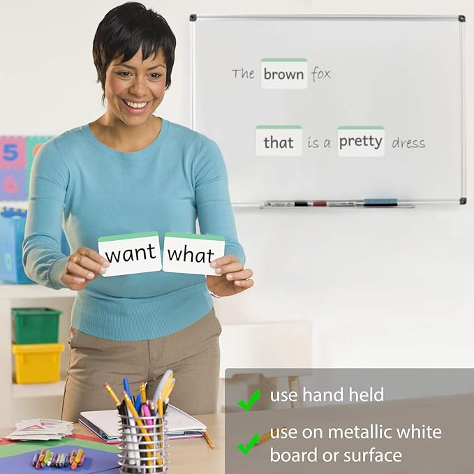 Kindergarten Sight Words Magnetic Flash Cards - 52 Sturdy Large Dolch Cards for Literacy of Beginning Readers, Homeschool, Teachers and ESL