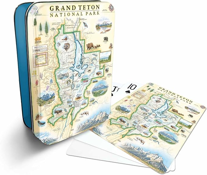 Grand Teton National Park Map Standard 52-Deck Playing Cards - Official Vegas Poker Size