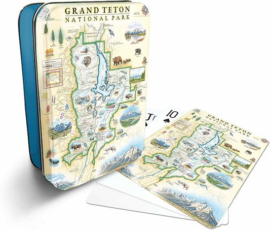 Grand Teton National Park Map Standard 52-Deck Playing Cards - Official Vegas Poker Size