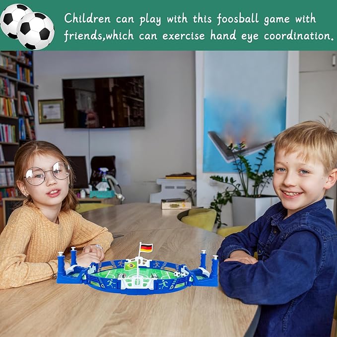 OJYUDD Mini Tabletop Foosball Game Set,Desktop Foosball Soccer Games,Table Top Foosball Sport Board Game for Kids,Indoor Game Room,Family Party