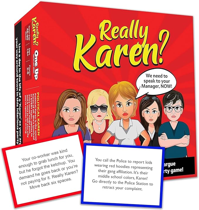 Really Karen? Board Game - Become a Karen as You Argue Your Way Around Town in This Hilarious Party Game. Ages 14 and up.