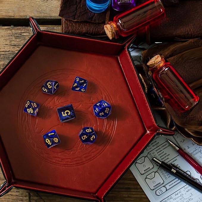 7 PCS DND Dice Set, Polyhedral Dice, D&D Dice Set D20 D12 D10 D% D8 D6 D4, Dark Blue Mix Black for Dungeons and Dragons Dice Det,Suitable for DND RPG MTG Tabletop Games