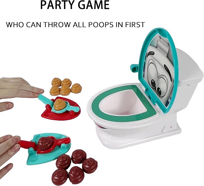 Poop Shoot Game - Funny Toys for Kids & Adults, Skill Building Toilet Game, Ages 4+, Includes 12 Soft Poops, 2 Launchers