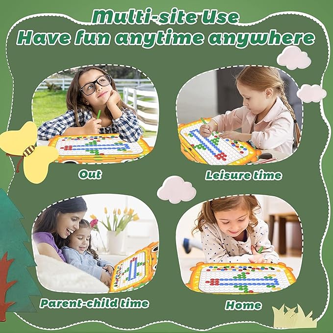 Magnetic Dots Board, Magnetic Drawing Board for Toddlers, Magnetic Drawing Board for Kids, Magnetic Dot Art with Magnetic Pen,Magnetic Tablet Toy for Airplane & Car Ride Activities for Kids (Cyan)