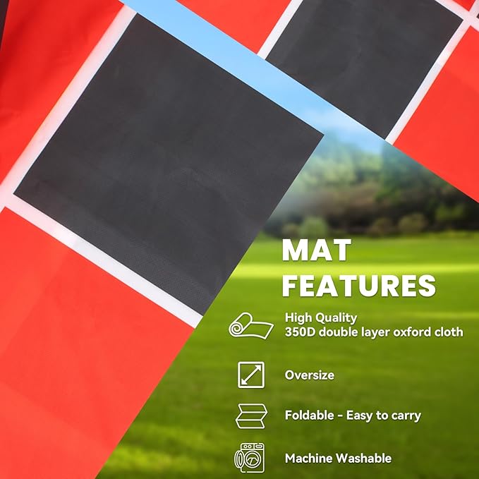 2-in-1 Giant Checkers Board Game & Tic Tac Toe Game Set, Jumbo Outdoor Lawn Games with 4.6x4.6ft Machine-Washable Mat & 4 Ground Stakes - Perfect Backyard Games for Kids & Adults