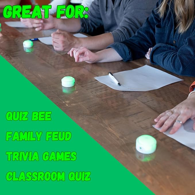 Trebisky Wireless Buzzer System for Game Show 8 Players Jeopardy Quiz Bowl Answer Buzzer w/ Light, Sound for Classroom Educational Learning Family Feud Adult Trivia Game Night Lockout,Back to School