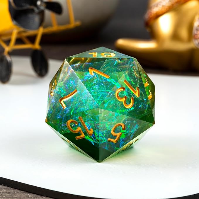 D20 Dice DNDND 33mm 20 Sided Sharp Edge Dice with Gorgeous Gift Box for Dungeons and Dragons (Green)