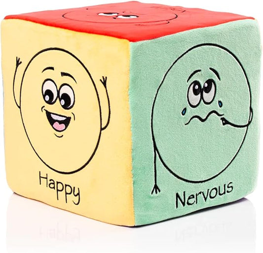 Dear Mommy Emotional Plush Cube, The 6 Sided, Extremely Soft Plush, Used as a Game for Hours, Social Emotional Learning Cube Toy, Designed by Dr Robin Baweja - Board Certified Pediatrician