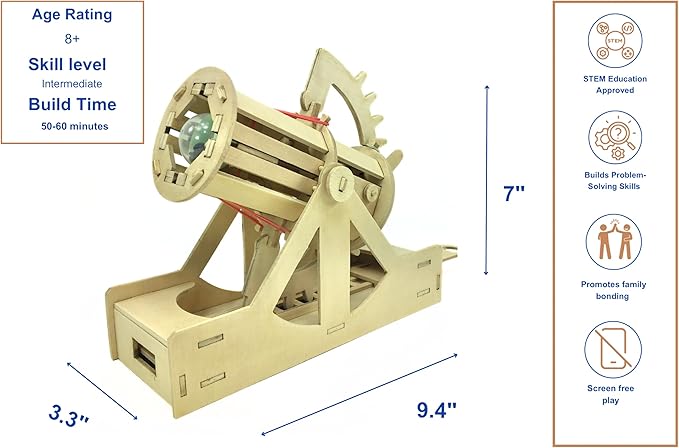 PATHFINDERS STEM Kit – Leonardo da Vinci Bombard Cannon | Science Kits for Kids Age 12-14 | stem Age 12-14 Physics Toys | Kids Engineering kit