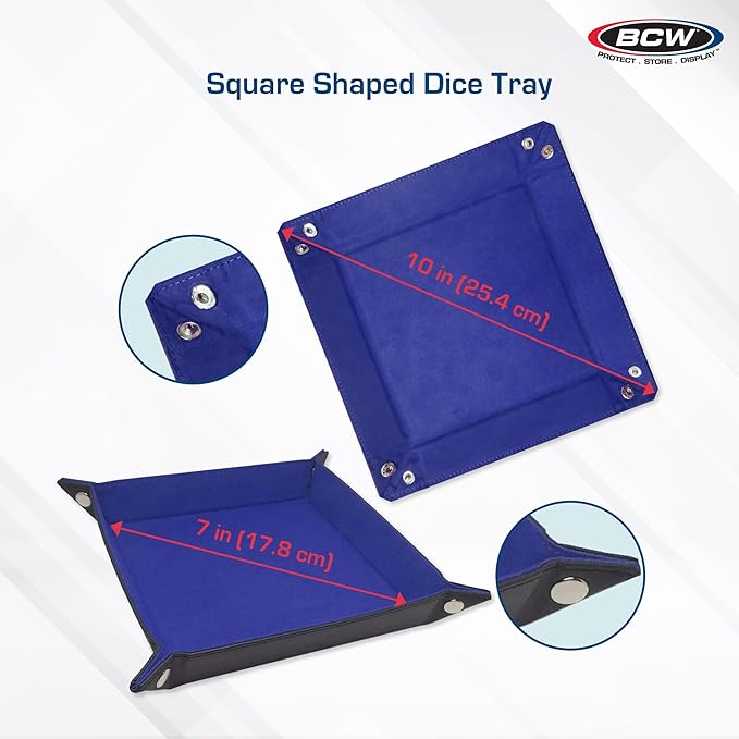 BCW Square Dice Tray - Blue | 7x7 Inches | Ideal for Dungeons and Dragons, Pathfinder, etc | Dice Rolling Tray Gaming Accessory for Tabletop RPGs and Board Games…