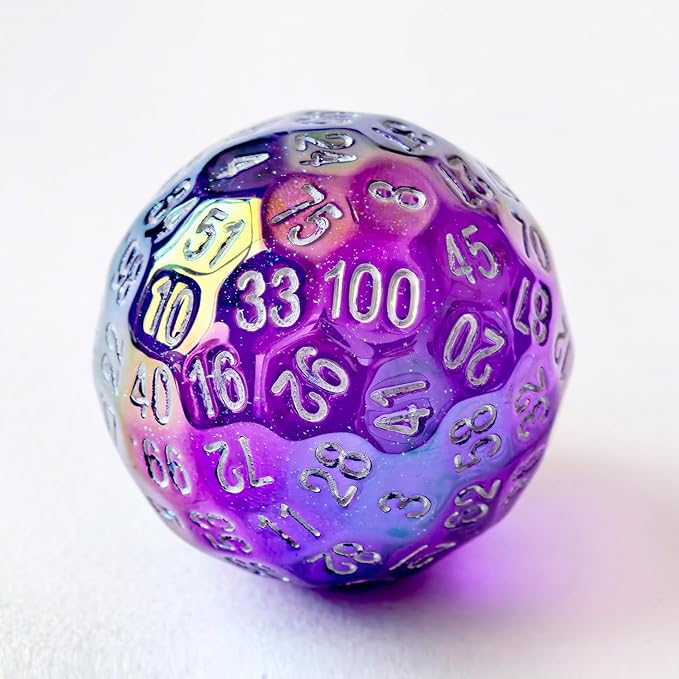 Bescon Dazzling Purple 100 Sided Dice, Game Dice D100, Polyhedral Solid 100 Sides Dice 45MM in Diameter (1.8inch)