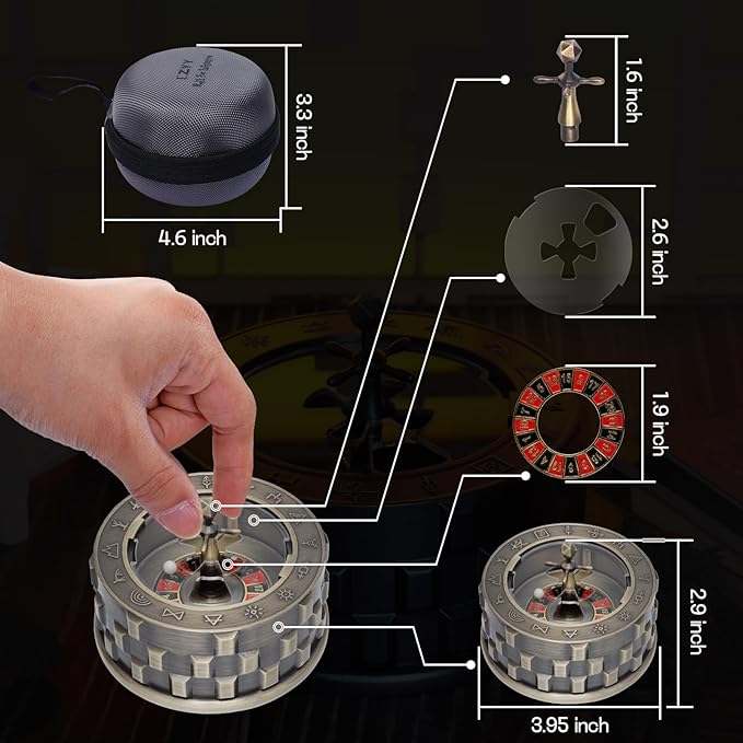 CZYY Roulette Dice - 7-in-1 Metal Spinner Dice Set, Unique Spinning Dice, Desk Fidget Gadget - Cool DND Role Playing Dice, Gift & Accessories for D&D, Tabletop RPG, Board Game (Bronze)
